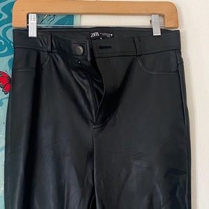 ZARA Leather Black Pants. Size Medium. Tight. Zippers at ankles. Brand New.